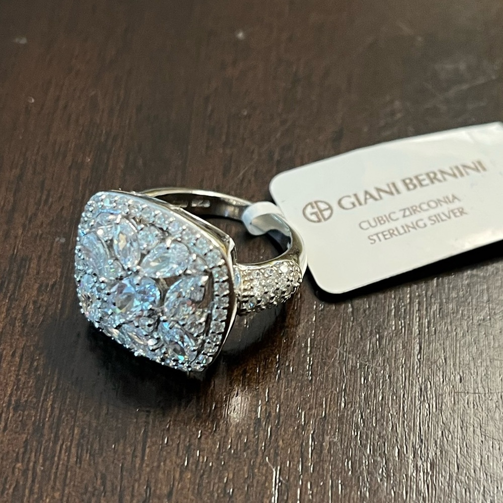Sterling Silver Cluster Ring CZ Size 5